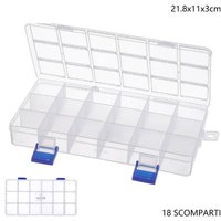 Trade Shop - Aufbewahrungsbox mit 18 Fächern, praktischer Behälter, Maße 21,8 x 11 x 3 cm - von TRADE SHOP TRAESIO