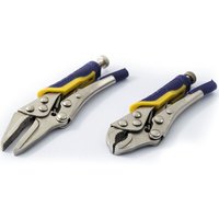 Trade Shop Traesio - Trade Shop - kit 2 mini-zangen gripzange gebogene spitze lang selbstsichernd schnappklemme - von TRADE SHOP TRAESIO