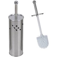 Trade Shop Traesio - Trade Shop - zylinder-bürstenhalter stahl badezimmer wc-bürste silber mit sternen monden 52666 - von TRADE SHOP TRAESIO