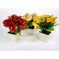 Trade Shop Traesio - Trade Shop - bunte calla pflanze 21X7.5CM topf keramik dekoration blumen schreibtisch zuhause - von TRADE SHOP TRAESIO