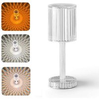 Trade Shop Traesio - Trade Shop - crystal touch tischlampe batteriebetrieben wiederaufladbar usb licht dimmbar - von TRADE SHOP TRAESIO
