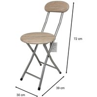 Trade Shop Traesio - Trade Shop - Klapphocker aus dunklem Holz und Metall mit Rückenlehne Camping - Trade Shop Traesio - Trade Shop - Klapphocker aus dunklem Holz und Metall mit Rückenlehne Camping - von TRADE SHOP TRAESIO