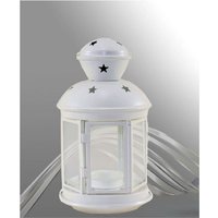Trade Shop - kerzenhalter laterne weiss metall stern hochzeit begünstigt 30667 - von TRADE SHOP TRAESIO