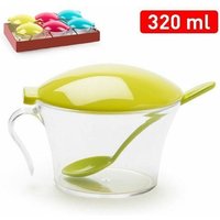 Trade Shop Traesio - Trade Shop - kunststoff zuckerdose farbiger deckel zuckerbehälter löffel 320 ml 11298 - von TRADE SHOP TRAESIO