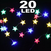 Trade Shop Traesio - Trade Shop - lichterkette 20 led multicolor lichter batteriebetrieben sterne glühwürmchen glühbirnen - von TRADE SHOP TRAESIO