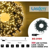 Trade Shop Traesio - Trade Shop - lichterkette 300 led-leuchten glühwürmchen warmes licht grünes kabel IP44 XC-3101 - von TRADE SHOP TRAESIO
