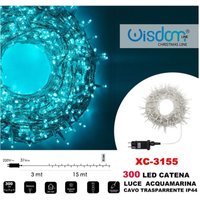 Trade Shop Traesio - Trade Shop - lichterkette 300 led lichter glühwürmchen aquamarin licht transparentes kabel XC-3155 - von TRADE SHOP TRAESIO