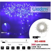 Trade Shop Traesio - Trade Shop - lichterkette 300 led lichter glühwürmchen blaues licht transparentes kabel IP44 XC-4808 - von TRADE SHOP TRAESIO