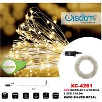 Trade Shop Traesio - Trade Shop - lichterkette 300 microled glühwürmchen warmes licht silber metallkabel XC-4261 - von TRADE SHOP TRAESIO