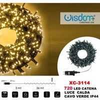 Trade Shop Traesio - Trade Shop - lichterkette 720 led-leuchten glühwürmchen warmes licht grünes kabel IP44 XC-3114 - von TRADE SHOP TRAESIO
