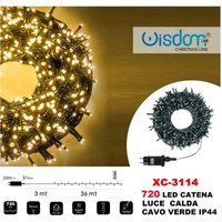 Trade Shop Traesio - Trade Shop - lichterkette 720 led-leuchten glühwürmchen warmes licht grünes kabel IP44 XC-3114 - von TRADE SHOP TRAESIO