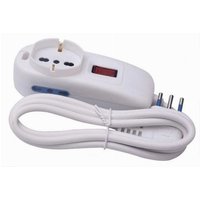 Trade Shop Traesio - Trade Shop - mehrfachsteckdose 1 universalsteckdose + 2 bypass 10/16A stecker 10A 1,5MT weisses kabel 80187N - von TRADE SHOP TRAESIO