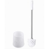 Trade Shop Traesio - Trade Shop - Runder, dekorierter weißer Toilettenbürstenhalter für Badezimmer, wc, Toilette mit Bürste 79822 - von TRADE SHOP TRAESIO