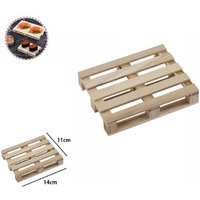 Trade Shop Traesio - Trade Shop - satz 2PCS mini holzpalette tabletts flach untersetzer 14X11CM 74032A - von TRADE SHOP TRAESIO