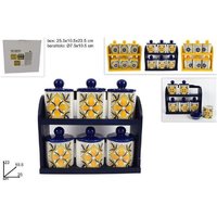 Trade Shop Traesio - Trade Shop - set aus 6 dekorierten keramikglasen mit maiolica-dekoration fantasy mit präsentationsständer - Trade Shop Traesio - Trade Shop - set aus 6 dekorierten keramikglasen mit maiolica-dekoration fantasy mit präsentationsständer - von TRADE SHOP TRAESIO