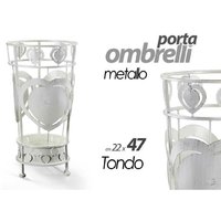 Trade Shop Traesio - Trade Shop - schirmständer mit antiken herz-design rund weiss 22X47CM aus metall 657801 - von TRADE SHOP TRAESIO
