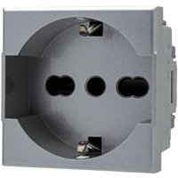 Trade Shop Traesio - Trade Shop - schuko-steckdose 2P+T 16A silber kompatibel mit bticino axolute SD21400T - von TRADE SHOP TRAESIO