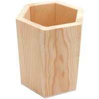 Trade Shop Traesio - Trade Shop - sechseckiger stifthalter aus holz RF64888 organiser H11.5CM stifte behälter - von TRADE SHOP TRAESIO