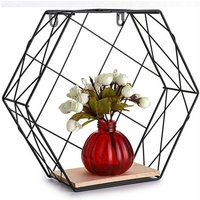 Trade Shop Traesio - Trade Shop - sechseckiges wandregal 1 ablage modernes design holz mdf metall schwarz - Trade Shop Traesio - Trade Shop - sechseckiges wandregal 1 ablage modernes design holz mdf metall schwarz - von TRADE SHOP TRAESIO