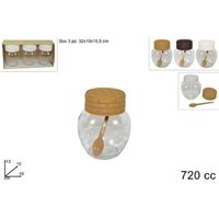 Trade Shop Traesio - Trade Shop - set 3 stück gläser 720CC mit deckel löffelbehälter 720150 - Trade Shop Traesio - Trade Shop - set 3 stück gläser 720CC mit deckel löffelbehälter 720150 - von TRADE SHOP TRAESIO