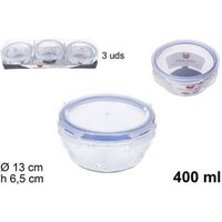 Trade Shop - set mit 3 lebensmittelbehältern aus glas mit kunststoffdeckel 400ML 110548 - von TRADE SHOP TRAESIO