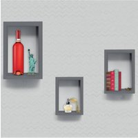 Trade Shop Traesio - Trade Shop - 3er-Set Wandregale, modernes Design, rechteckiger Würfel, aus grauem Holz - Trade Shop Traesio - Trade Shop - 3er-Set Wandregale, modernes Design, rechteckiger Würfel, aus grauem Holz - von TRADE SHOP TRAESIO
