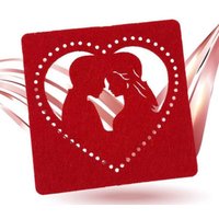 Trade Shop Traesio - Trade Shop - set 4 stück untersetzer 10X10CM quadratisch herz stoff rot valentine 95455 - von TRADE SHOP TRAESIO