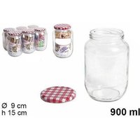 Trade Shop Traesio - Trade Shop - set 6-TEILIG glasbehälter mit deckel gläser 900ML - von TRADE SHOP TRAESIO