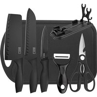 Trade Shop - 7-teiliges Profi-Koch-Küchenmesser-Set mit Schere und Kartoffelschäler aus schwarzem Stahl - von TRADE SHOP TRAESIO
