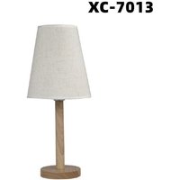 Trade Shop Traesio - Trade Shop - tischlampe mit glattem holzsockel parlume motiv weiss E27 XC-7013 - von TRADE SHOP TRAESIO