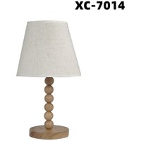 Trade Shop Traesio - Trade Shop - tischlampe mit holzsockel mit muster weisser lampenschirm E27-ANSCHLUSS XC-7014 - von TRADE SHOP TRAESIO