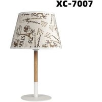 Trade Shop Traesio - Trade Shop - Tischlampe mit weißem Stofflampenschirm, Holzsockel, E27-Lampe XC-7007 - von TRADE SHOP TRAESIO