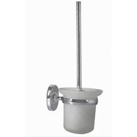 Trade Shop Traesio - Trade Shop - toilettenbürstenhalter komplett glas mattiert badezimmer wandbefestigung oval 52017 - von TRADE SHOP TRAESIO
