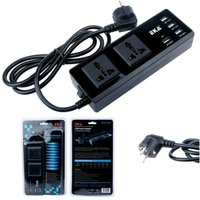 Trade Shop Traesio - Trade Shop - universal usb adapter für smartphone tablet mit 4 usb anschlüssen 2 steckdosen - von TRADE SHOP TRAESIO