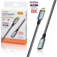 Trade Shop - usb-c Stecker-Buchse Typ-C Verlängerungskabel 8K Lade PD100W 1,2MT 20GBPS T20G1 - von TRADE SHOP TRAESIO