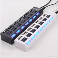 Trade Shop Traesio - Trade Shop - usb-steckdose mehrfach-hub mit 7 usb 2.0-PORTS schwarz oder weiss und blauer led - von TRADE SHOP TRAESIO
