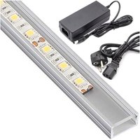 Trade Shop Traesio - Trade Shop - wasserdichtes aluminium-stangenprofil 1 meter mit 72 18W leds + 5 ah stromversorgung - Transparente Abdeckung von TRADE SHOP TRAESIO