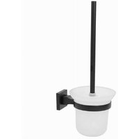 Trade Shop Traesio - Trade Shop - wc-bürstenhalter aus stahl mit glas, mattschwarzes finish, mit wandbefestigung - von TRADE SHOP TRAESIO