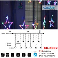Trade Shop Traesio - Trade Shop - weihnachts-lichtervorhang 115LED sterne mehrfarbig licht transparentes kabel XC-3002 - von TRADE SHOP TRAESIO