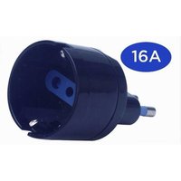 Trade Shop Traesio - Trade Shop - zwischenstecker 2P+T 16A mit 1 steckdose ita 10A/SCHUKO 16A 2P+T schwarz 83036 - von TRADE SHOP TRAESIO