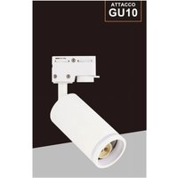 Trade Shop Traesio - Trade Shop - zylindrischer strahlerhalter lampe für einphasige schiene verstellbare GU10 fassung 194C - Weiß von TRADE SHOP TRAESIO