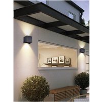 Trade Shop - DOPPELEMISSION LED COB WANDLEUCHTE 12 W AUSSENLEUCHTE 4000K 3000K 6500K ES46 SCHWARZ - von TRADE SHOP TRAESIO