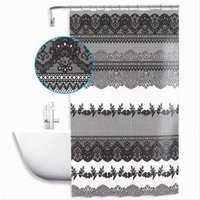 Trade Shop - WASSERDICHTER ANTI-SCHIMMEL-DUSCHVORHANG 240X200 CM MIT SCHWARZEN SPITZEN-BADEZIMMERRINGEN 59522 - von TRADE SHOP TRAESIO