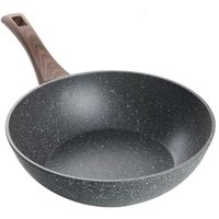 Trade Shop - Wok Pan Aufkleber Anti-Mitarbeiter-Beschichtung für Induktion Holzgriff Ø24cm 043082m - von TRADE SHOP TRAESIO