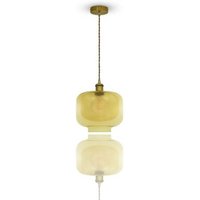 Trade Shop - bernstein glas metall kronleuchter lampenfassung V3740 moderne aufhängung 25X28X118 - von TRADE SHOP TRAESIO