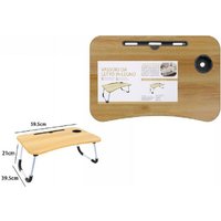 Trade Shop - Betttablett, klappbar, Schreibtisch, PC-Tisch, Schlitz, Tablet, Holz, Becher, 71367 - von TRADE SHOP TRAESIO