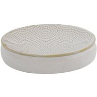 Trade Shop Traesio - Trade Shop - Seifenschale Badezimmermöbel weiß ethnisches Design mit goldenem Rand 87792 - von TRADE SHOP TRAESIO