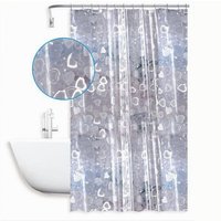 Trade Shop Traesio - Trade Shop - wasserdichter duschvorhang für die badewanne, 12 haken, 2D-HERZEN-EFFEKT, 180 x 200 cm, 59809 - von TRADE SHOP TRAESIO