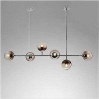 Trade Shop - Hängeleuchter mit 6 Kugeln, E27-Anschluss, aus silbernem Glas, Metalllampe 71652 - von TRADE SHOP TRAESIO