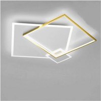 Trade Shop Traesio - Trade Shop - LED-Deckenleuchte, 46 Watt, quadratisch, goldfarben, moderner Kronleuchter, Deckenleuchte, weiß, 71486 - von TRADE SHOP TRAESIO